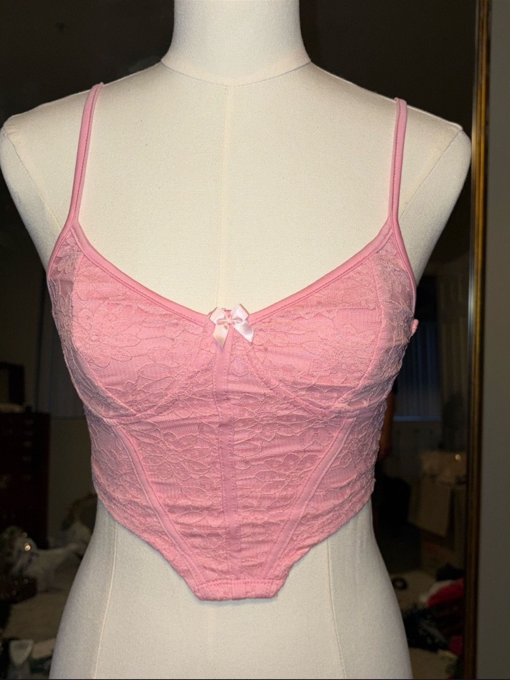 Pink Lace Longline Bralette Top — Women Intimates